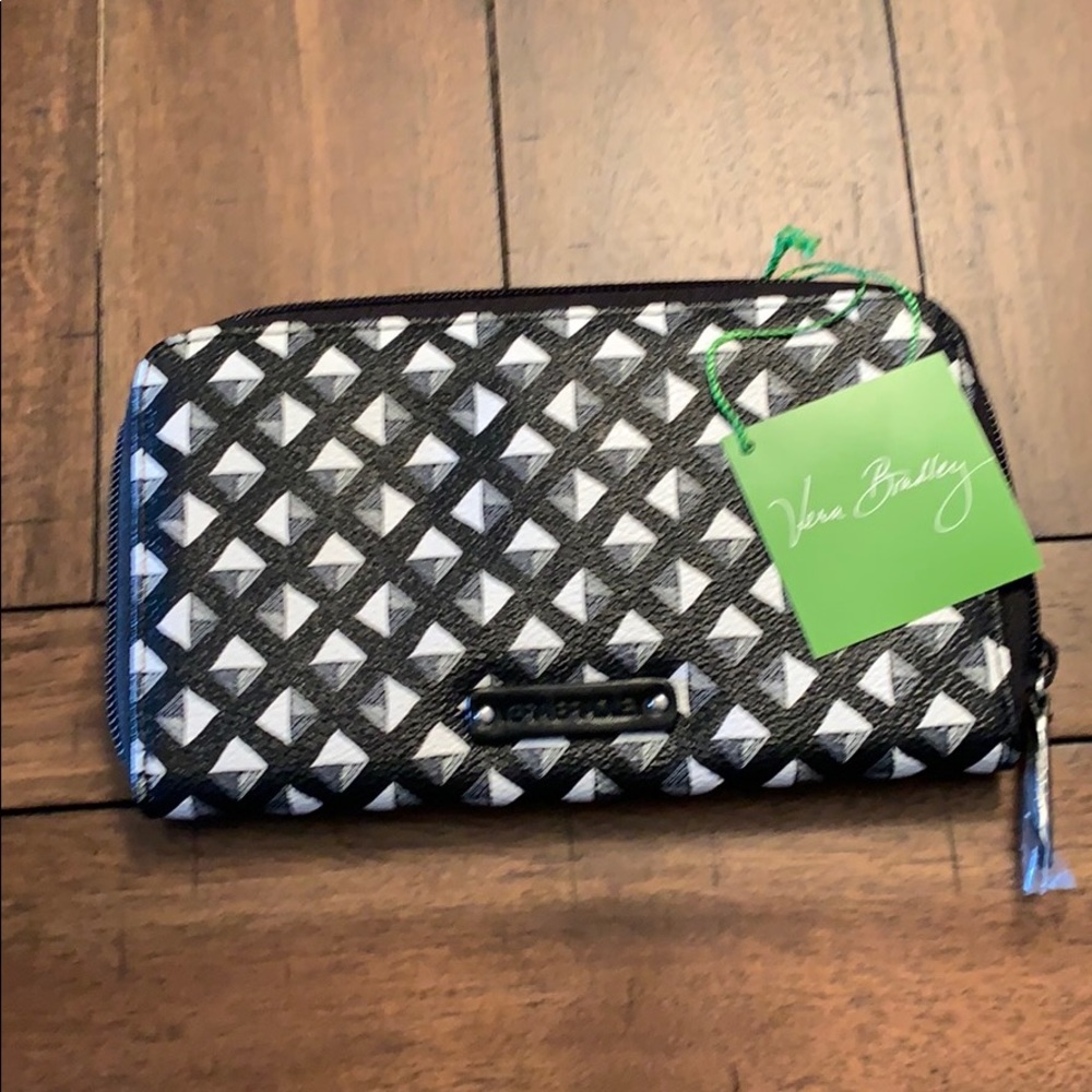 Vera Bradley Accordion Wallet Black White Studs